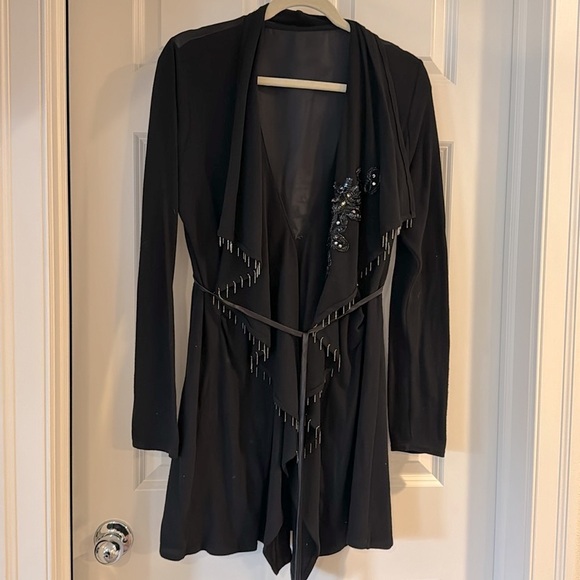 Black front drape cardigan, M/L - Picture 1 of 9